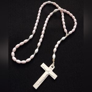 Pastel Pink And White Beaded Rosary